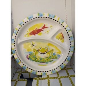 MacKenzie Childs Frog Toddler Dinnerware Replacement Plate Fork Spoon w Gift Box